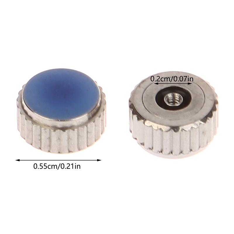 2 Piece Silver Color Steel Watch Crown 4.5Mm-7Mm Head Diameter With Flat Tube For Watches Repair L4429