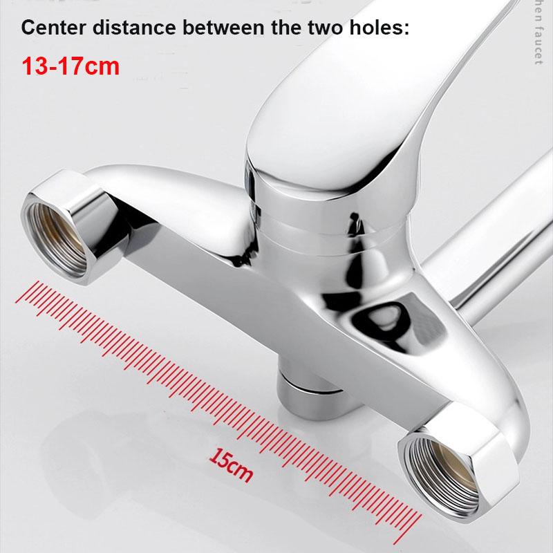 Double Holes Basin Faucet Wall Mounted Kitchen Faucet Hot&Cold Water Mixer Tap Wall Kitchen Mixers Kitchen Sink Tap