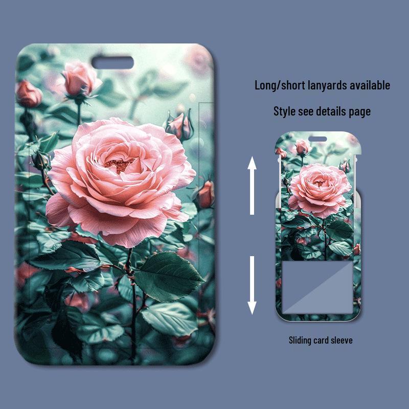 Delicate Flower Lanyard ID Card Holder for Students - Transparent