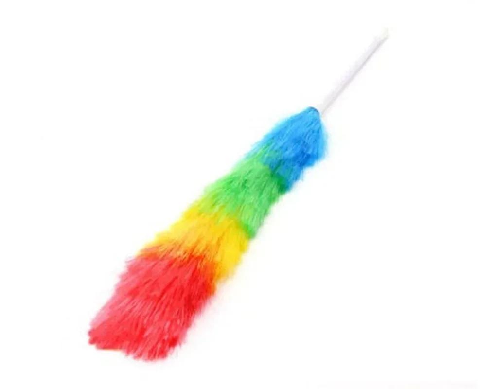 1pcs Household Rainbow Dust Duster Practical Plastic Feather Duster Telescopic Handle Sweeping Brush Cleaning Product Tool