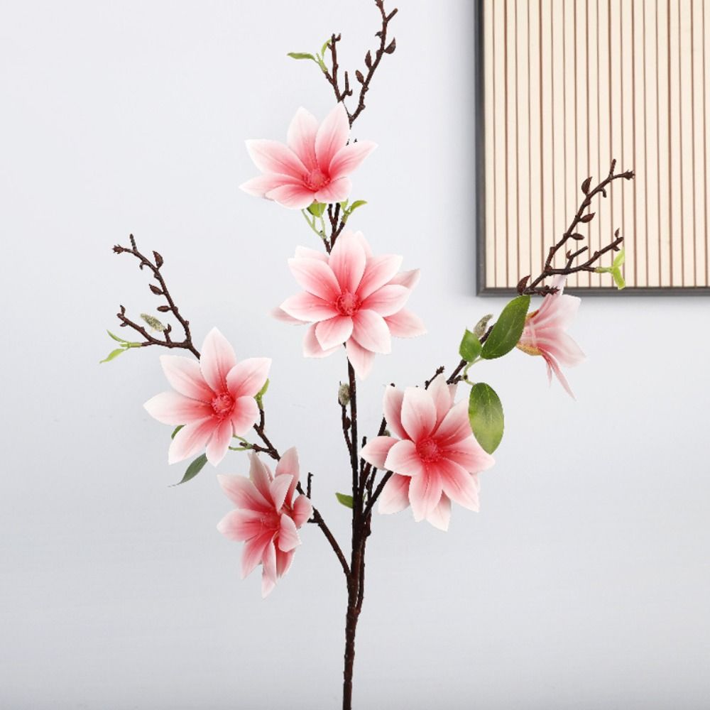6-Fork Artificial Magnolia Branches Real Touch Handmade Artificial Orchid Flowers Floral Art Fake Flower Outdoor Garden Decor
