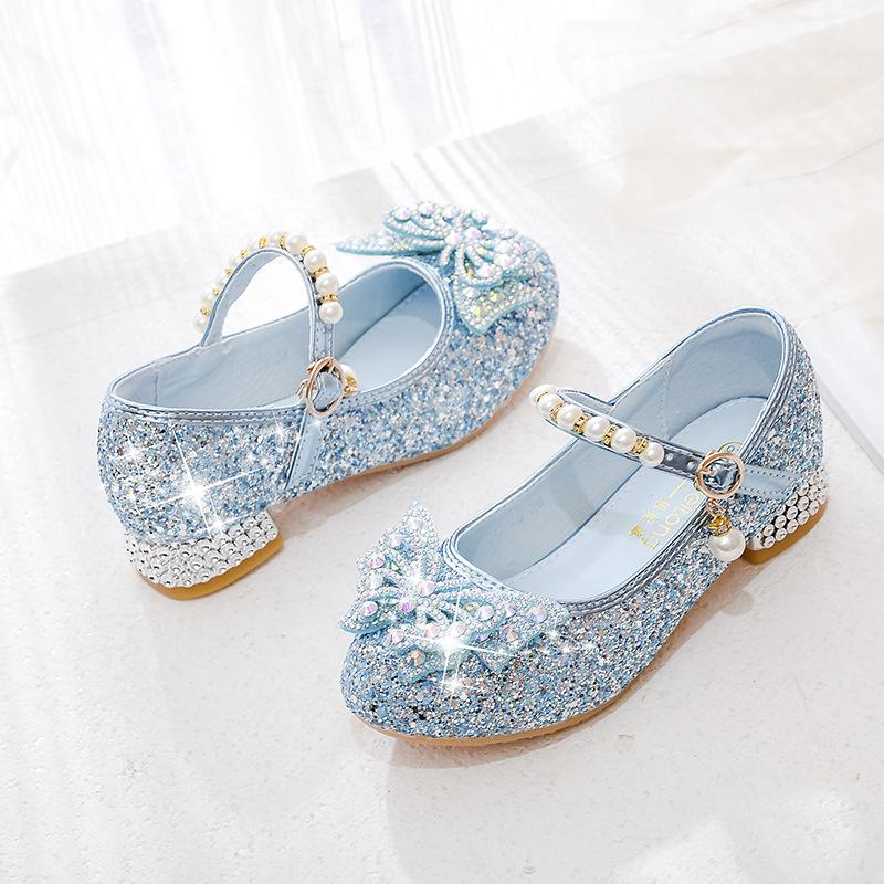 High Heel Shoes Pink Rhinestone Princess Elsa Dress Up Performance Shoes