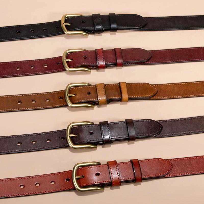 Trendy Personalized Leather Belt Men's Retro Pin Buckle Casual Versatile Men's Pants First Layer Cowhide Belt