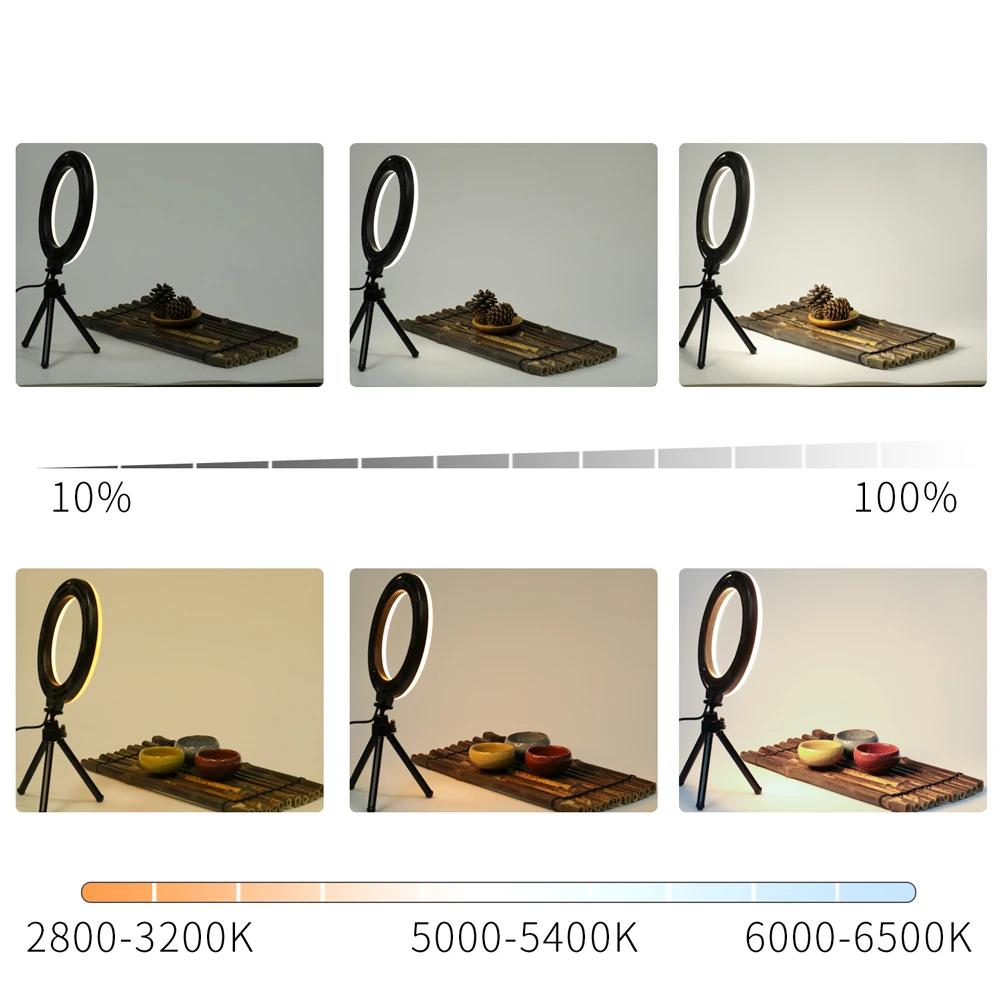 6 Cal Mini LED Selfie lampa pierścieniowa pulpit lampa wideo ze statywem wtyczka USB dla YouTuber Live Vlog Makeup Studio