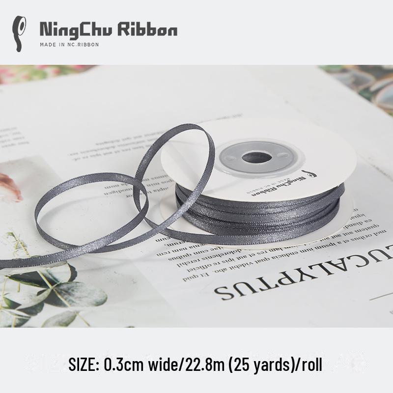 3mm Double-Sided Satin Silk Ribbon for DIY Gifts, Bows, Bouquets, and Baking Packaging