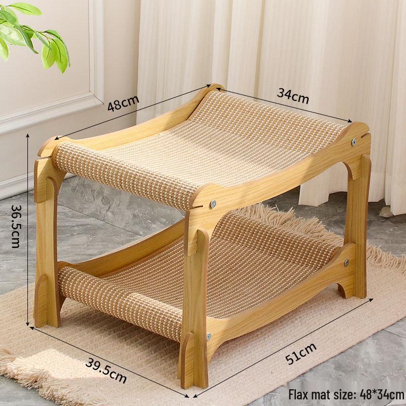 Multi-Level Wooden Cat Scratcher: Durable Sisal, Lint-Free, Stackable, Cat House with Claw Board