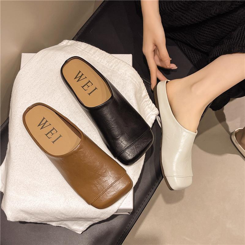 Mori retro pig nose bag head half slippers women's shoes 2025 spring and summer one-pedal muller with skirt evening shoes