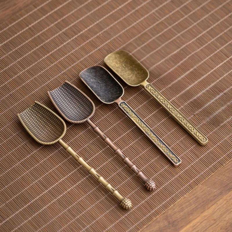 Vintage Alloy Teaspoon Household Food Measuring Tool Use To Take Tea-Leaves Ware Scoop Spatula Kung Fu Tea Ceremony Accessories