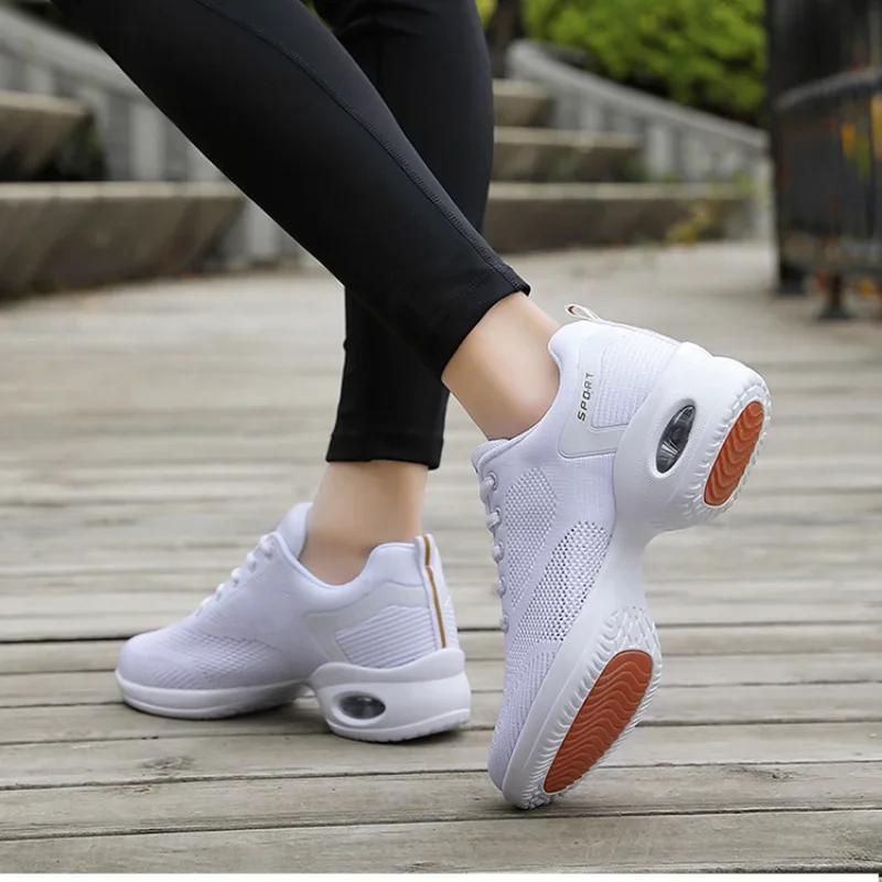  Casual Sneakers Women Jazz Dance Shoes Female White Outdoor Mesh Girls Modern Hip Hop Dancing Adult Ladies Sports Shoes