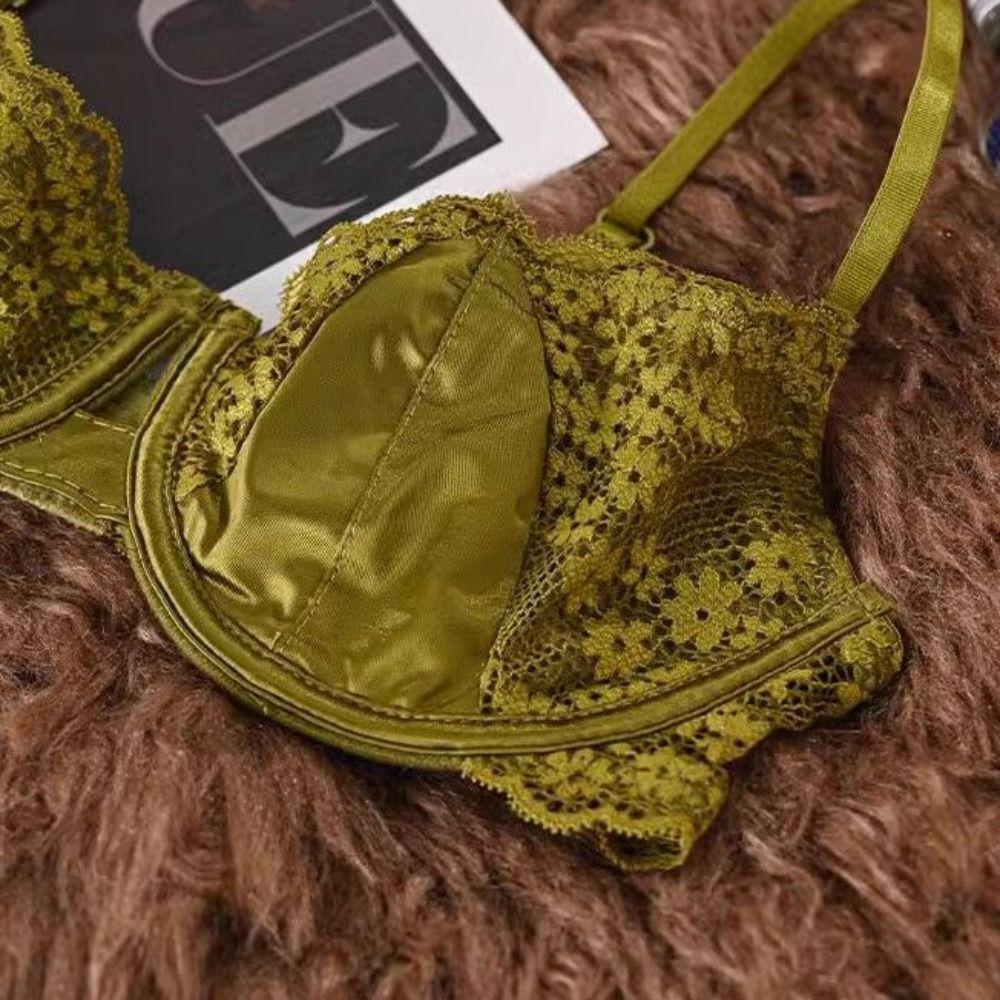 Mesh Push Up Bra Satin Silk Underwear for Women Intimates Lace Flower Bra Summer