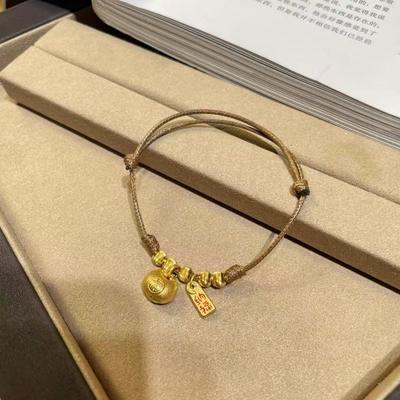 Xiaopangfu Cat Eye Beads Bracelet Women'S New Chinese Lucky Bag Adjustable Hand Rope