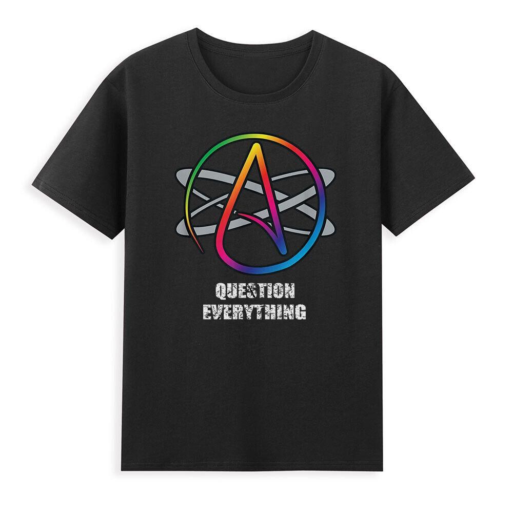 Atheist Logo Atom Symbol Question Everything Novelty Unisexs Short Sleeve TShirt S