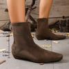 Foreign Elastic Skinny Boots Short Boots Women's Inner Height Increase 2025 Autumn New Pointed Suede Flat Bottom Fashion Naked Boots