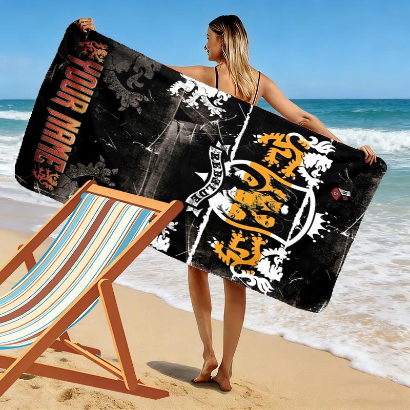Name Custom RBD Band Print Beach Towel, Large Soft Quick Dry Towel for Beach Camping Swimming