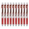 PENTEL EnerGel Gel Ballpoint Silver 10 Pens Pen, Retractable, 0.5mm, Barrel, Red,