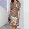 3D Geometric Stripe Print Elegant Women's Short-sleeved Summer Dress