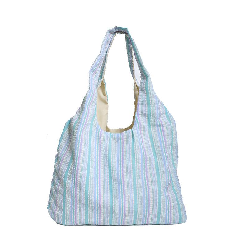 Striped shoulder bag women's casual portable vest bag large capacity canvas women's bag