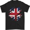 Ripped British Flag Union Jack Brittany Men's 100% Cotton T-Shirt