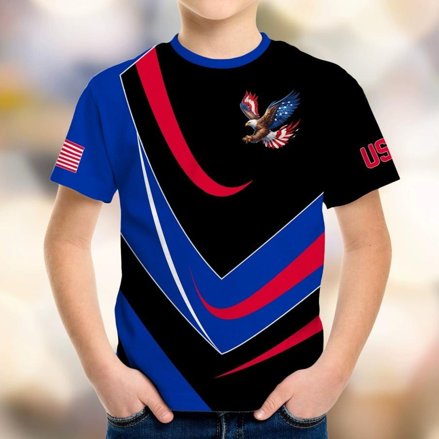 Trička pro děti ve věku 4-15 let Vlajka Pohodlný Polyester Chlapci Dívky Dětské Tričko s dlouhým rukávem Kreslené 3D tištěné Tričko Dětské oblečení