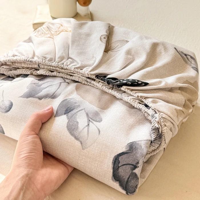 New Cotton Single Bed Cover A Fresh and Simple Country-style Floral Old Coarse Cloth Mattress Cover Bring Elastic Bedspreads