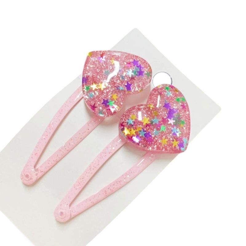 Adorkable Star Glitter Hair Clip for Girls Kid Star Barrettes Glitter Handmade Pink Hairpins Lovely Hairpins