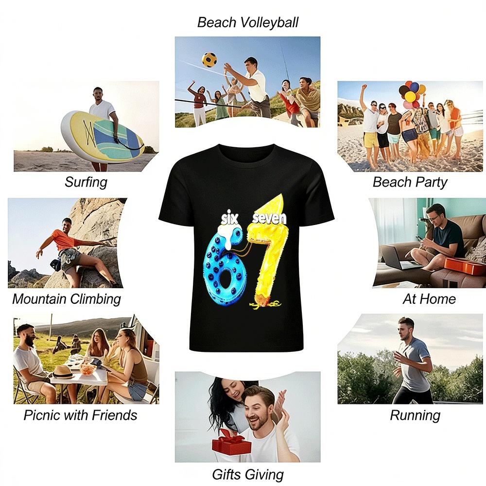 Sweet Dessert Number 67 Print Tshirt Kids Casual Food Style Top Pure Cotton T-shirt