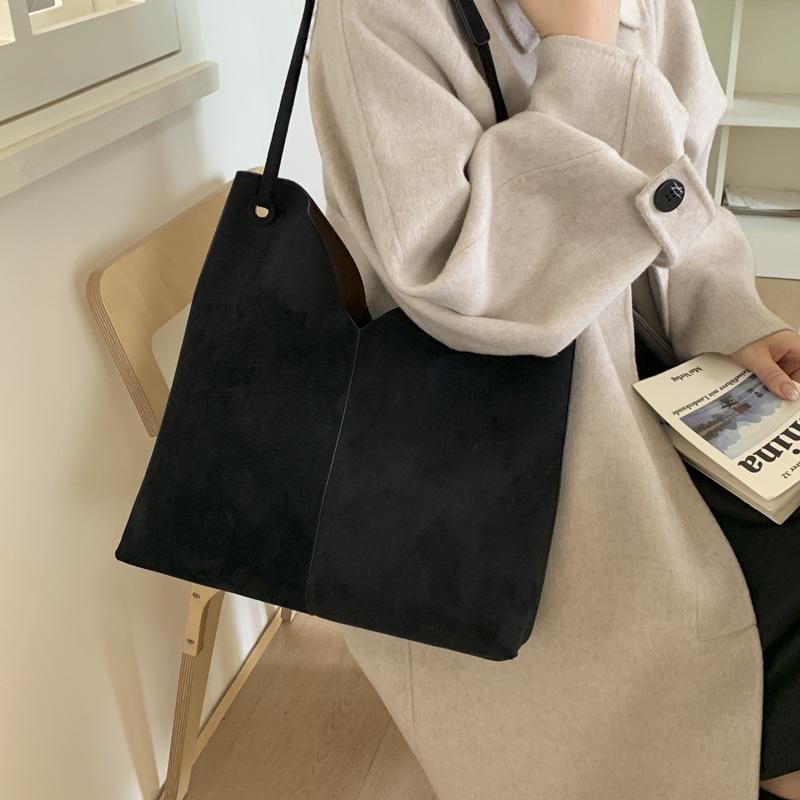 Suede Bag Women's Large Capacity 2025 New Autumn and Winter Versatile Casual Shoulder Retro Bag Commuter Tote Bag