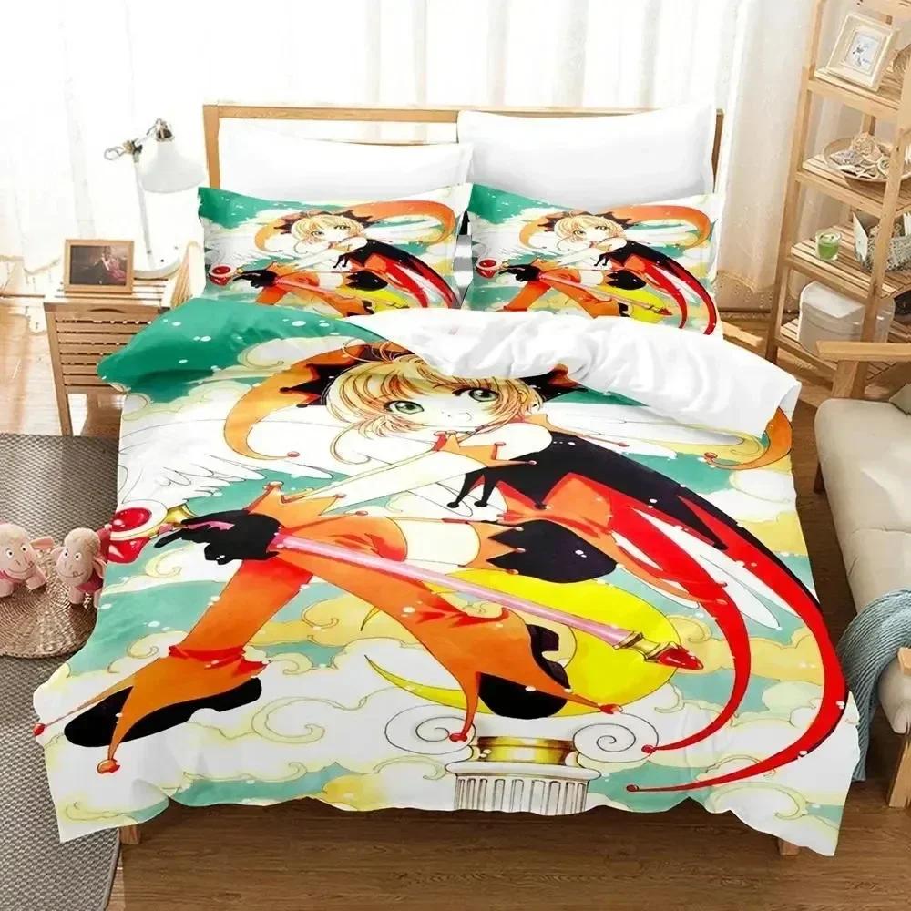 3D Print Anime Cardcaptor Sakura Bedding Set Printed Bed Set With Pillowcase Duvet Cover Soft Queen King Size Bedclothes Home