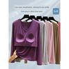 Modal V Neck T-shirt Women's Spring Loose Plus Size Base Shirt with Chest Pad Long Sleeves Inner Match Thin Slim Looking Tops