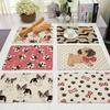 Pug Dog Pattern Cotton Linen Pad Dining Table Mats Coaster Bowl Cup Mat Pattern Kitchen Placemat 40*30cm Home Decor