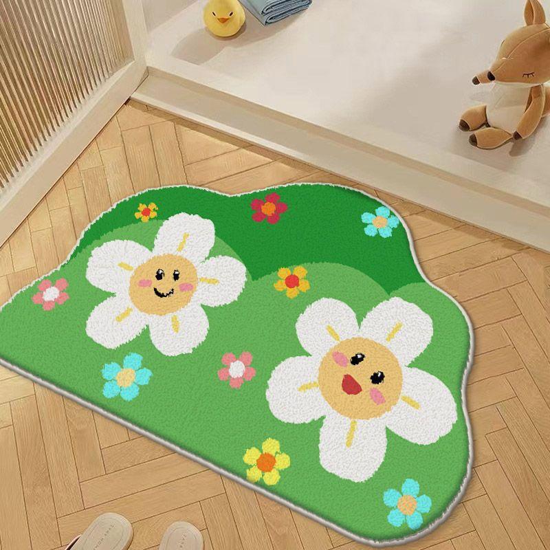 Cute Little Fresh Toilet Bathroom Floor Mat Bathroom Door Absorbent Foot Mat Non-slip Imitation Cashmere Carpet