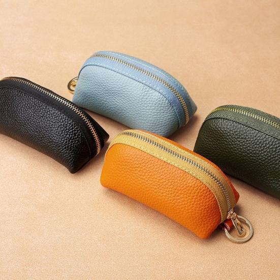 Car Key Case Faux Leather Key Bag Key Chain Pouch Zippered Car Key Bag with Metal Ring for Men Women