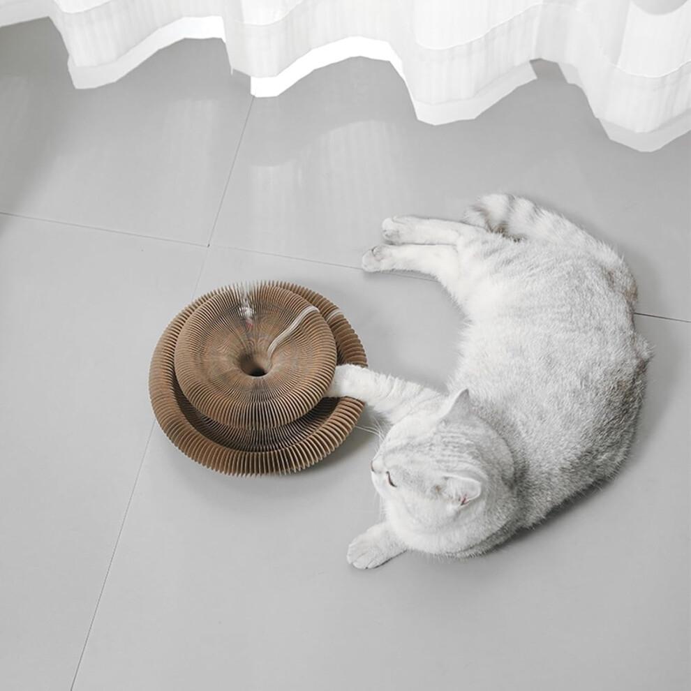 Kitty Curls Cat Toy Kurlz, Interactive Scratch Pad, Foldable Accordion,Recyclable Scratcher with Ball (Pink)