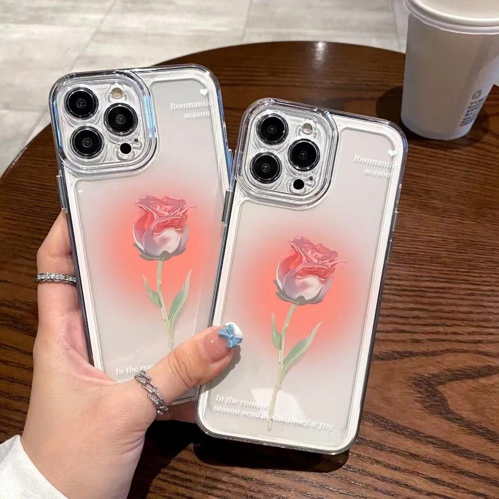 Beautiful Pink Roses Phone Case For Samsung Galaxy S26 S25 Ultra S24 S23 FE S22 S21 Plus S20 A73 A72 A71 Clear Bumper Cover