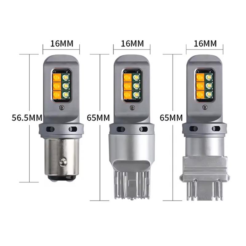 Led Bulbs T25 3157 T20 7443 1157 BAY15D Turn Signal DRL Canbus White Yellow 12V With 2 in 1 Car Led Lamp For Car Two-Colors LampTurn Signal 2