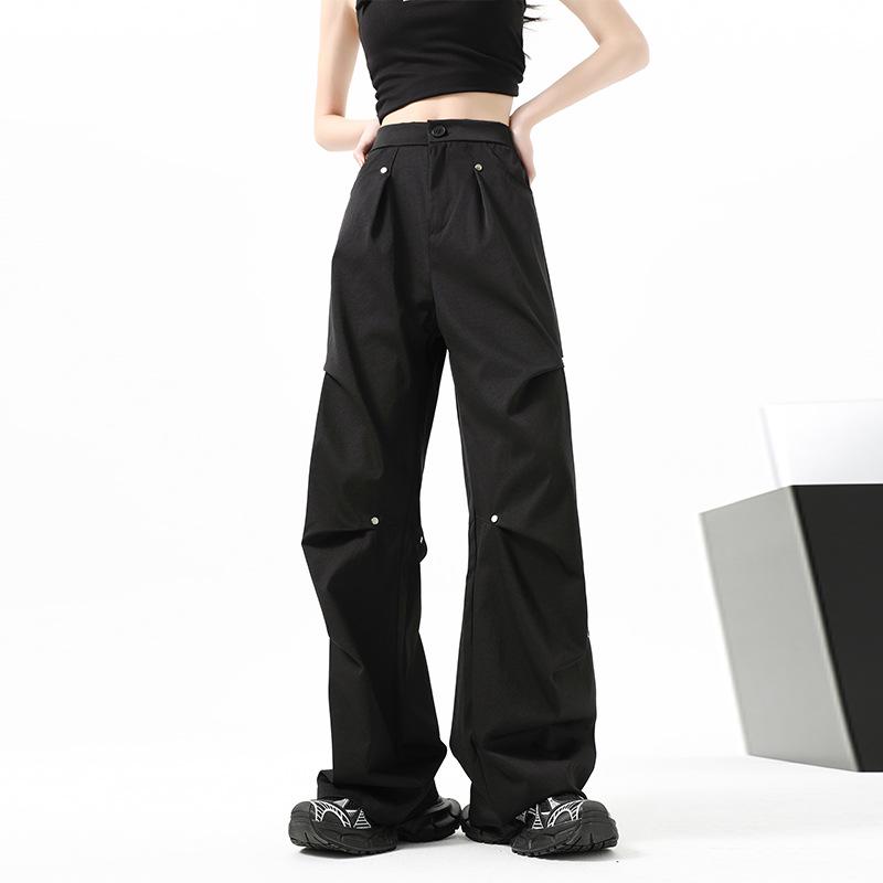 Women's Autumn/Winter 2025 Plush Rivet Design Wide-Leg Sweatpants