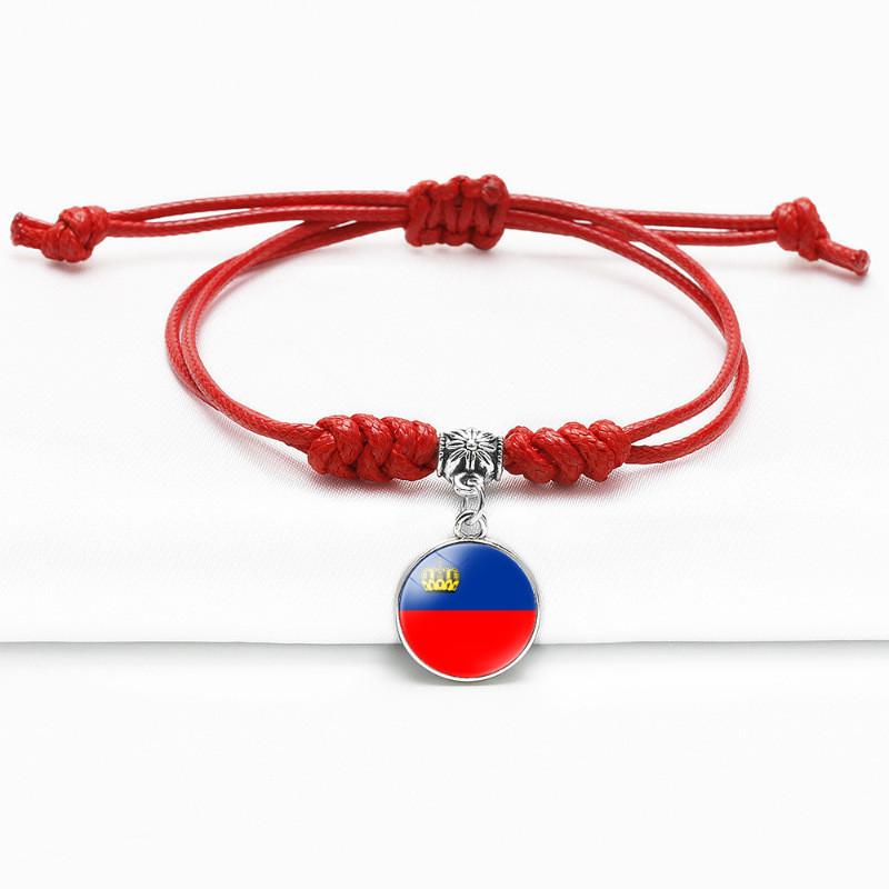 Red Bracelet Trendy With Timeless Gem European Country Flags Unisex Material Mixed