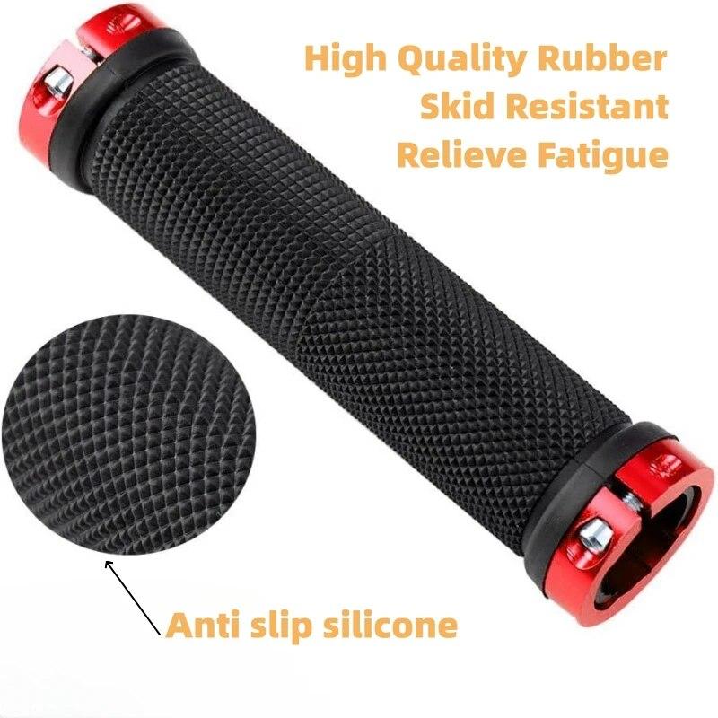 Bicycle Rubber Grips Alloy Lock Non-Slip Rubber Bicycle Handlebar Grips Double Aluminum Lock On Locking Bicycle Handlebar Grips
