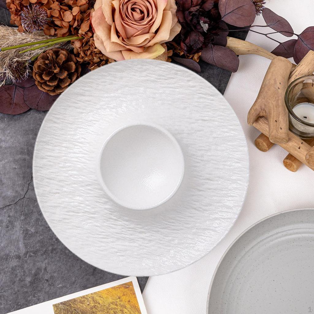 Ceramic Divided Snack Plate Dumpling Chip and Tray Reusable Stylish with Sauce Holder Serving