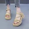 Internet celebrity Roman sandals women's summer models 2025 new super fire muffin thick-soled mid-heeled skirt, thick-heeled sandals