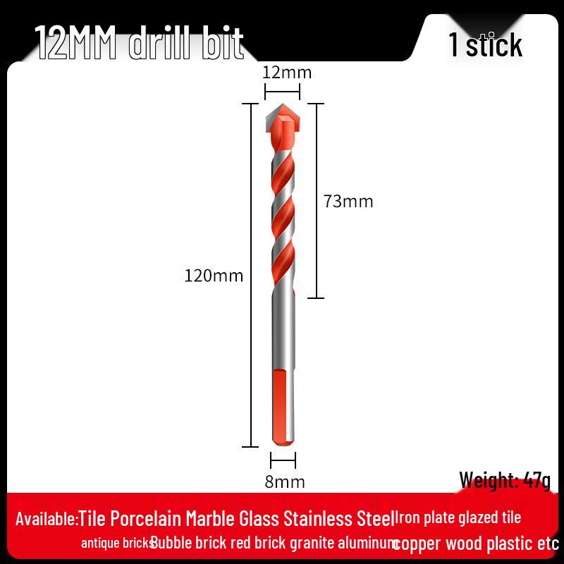 All-in-One 6mm Alloy Triangle Drill Bit for Tile, Concrete, Glass, and Cement
