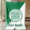 Custom Text Flannel Throw Blanket, Lightweight Cozy Bed Sofa BlanketCeltic FC