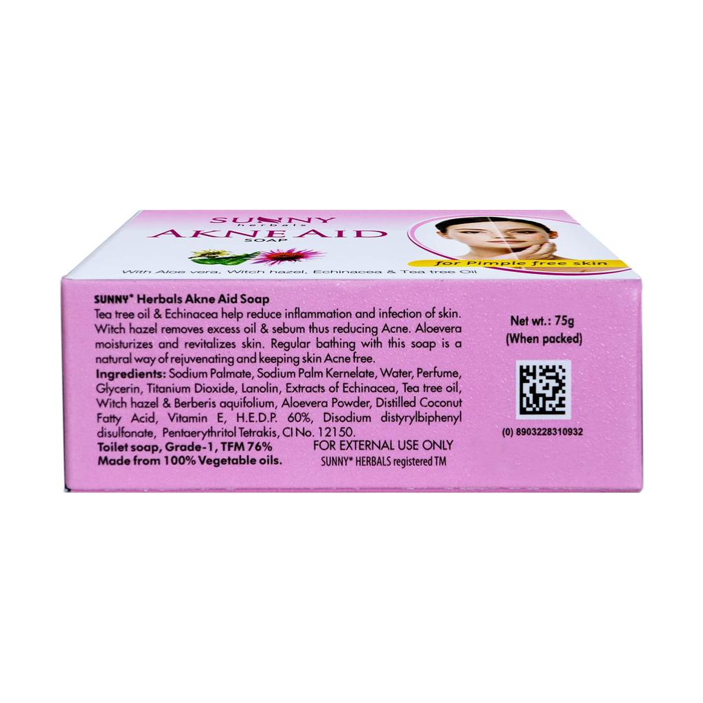 Sunny Akne Aid Soap Pack of 4 X 75 gm | Herbal Acne Soap for Oily Skin, Oil Control & Smooth Skin Rejuvenation