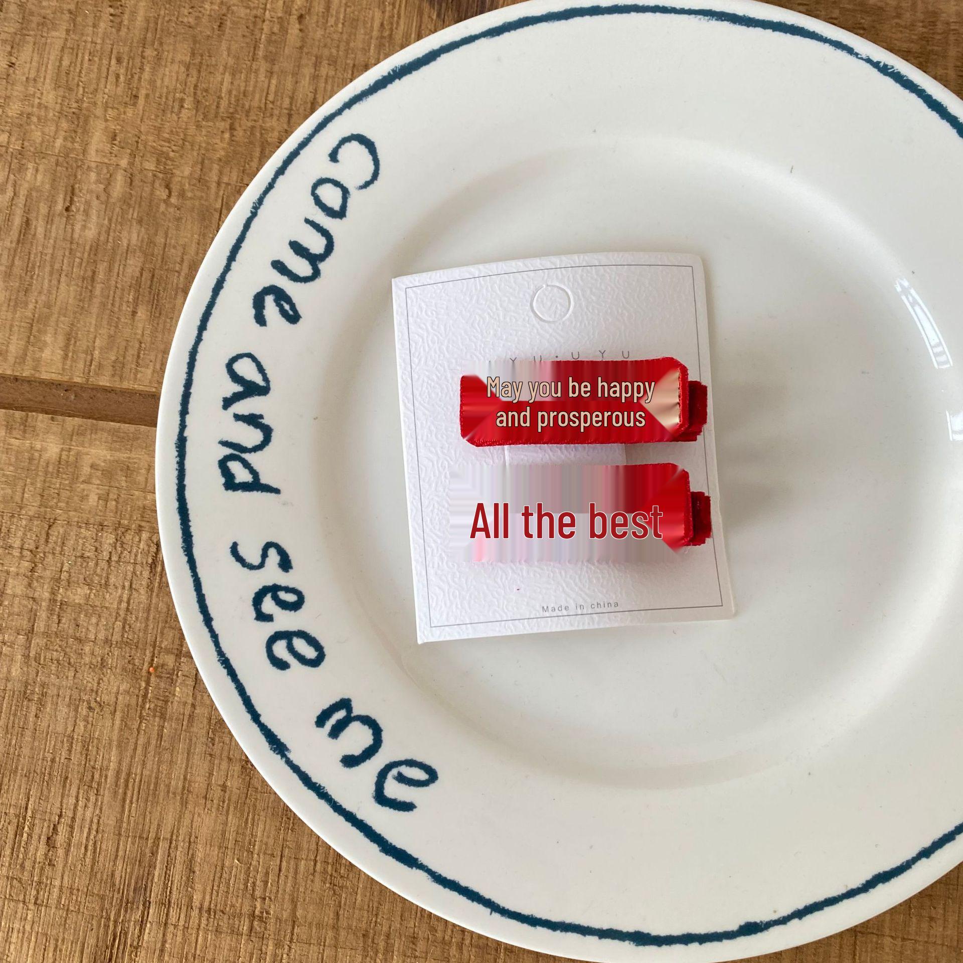 

Праздничная красная жемчужная заколка для волос - Женский и детский милый тканевый аксессуар для челки