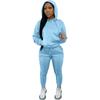 Einfarbiges Hoodie-Trainingsanzug-Set Damen Langarm Kapuzenoberteil Kordelzug Jogginghose Täglich Lounge Straße Lässig Sportbekleidung