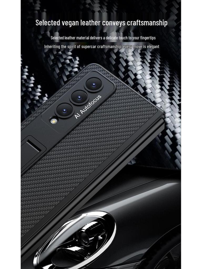 Samsung Fold4 Leather Stand Case - Creative, Foldable, Drop-proof Design