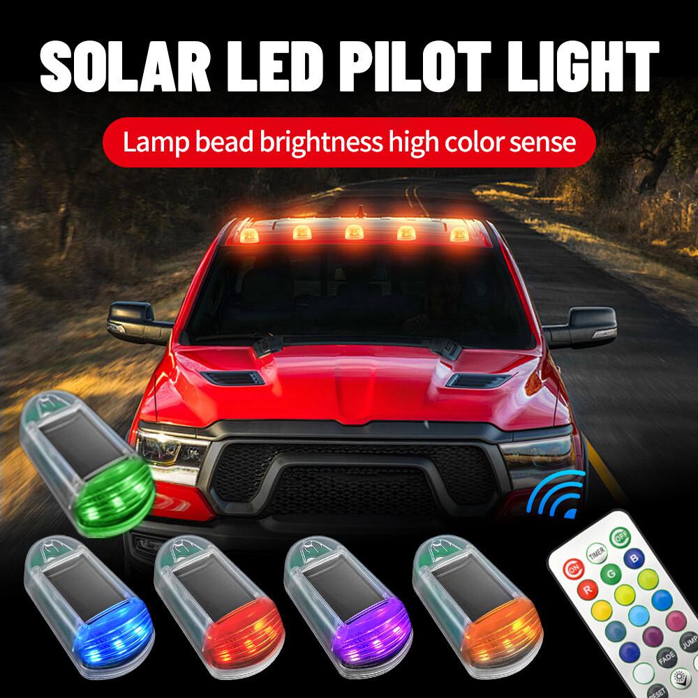 5 Pack Solar Powered Led Cab Roof Marker Running Lights W/Remote For Trucks Suv