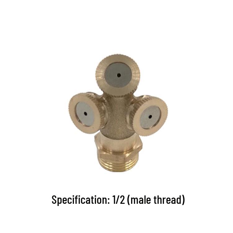 All-Copper Triple-Head Agricultural Sprayer Nozzle for Dust Removal, Cooling, and Irrigation