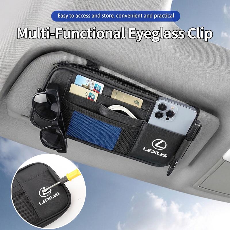 Car Sun Visor Organizer Sunglasses Holder Card Clip Bag Accessories For Lexus UX250h RX450h CT200h RX400h NX300h RX350 RX300 GX4