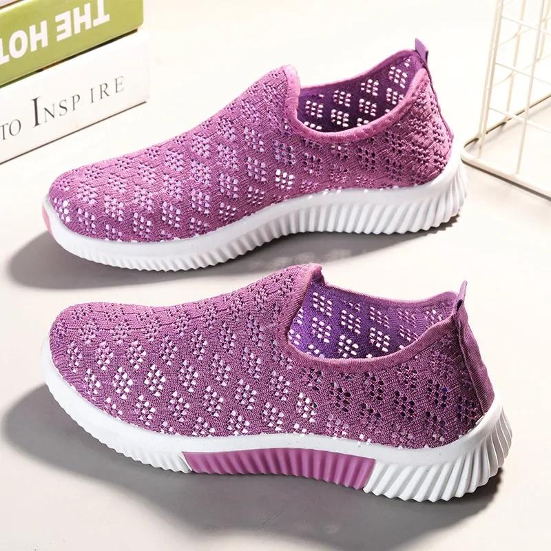 Fashion Cloth Shoes Women's Shoes Summer New Fashion Mesh Breathable Casual Shoes Soft Sole Anti Slip Wear-resistant Flat Sports Shoes